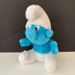 Vintage 1980 Plush SMURF Stuffed Animal Blue Toy Doll Peyo Wallace Berrie & Co